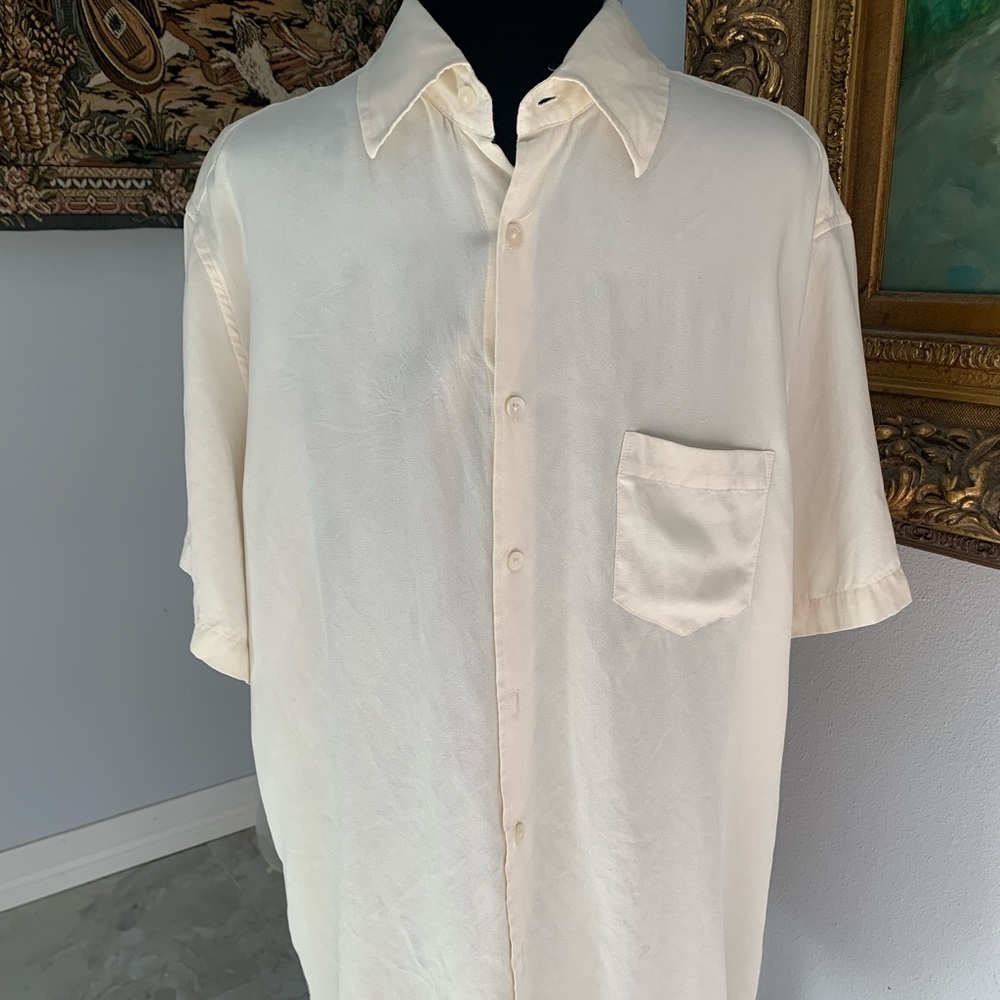 Men’s Cream Murano 100% Silk Short‎ Sleeve. Size XL (57M)